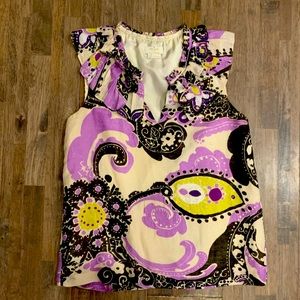 🤩Tori Burch Purple Ruffle Sleeveless shirt! 🤩